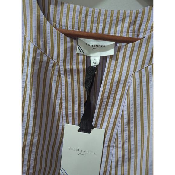 Pomander Place Lilac Stripe Seersucker Finely Flutter Sleeve Dress NWT - Picture 5 of 8